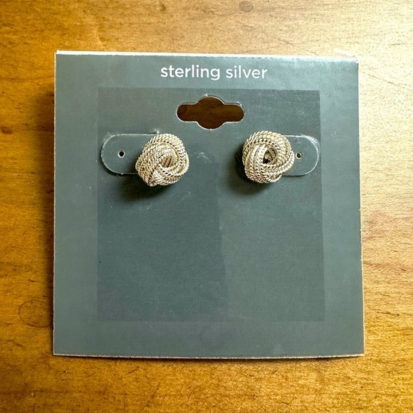 Vintage Sterling Silver Twisted Love Knot Stud Earrings - Picture 1 of 3